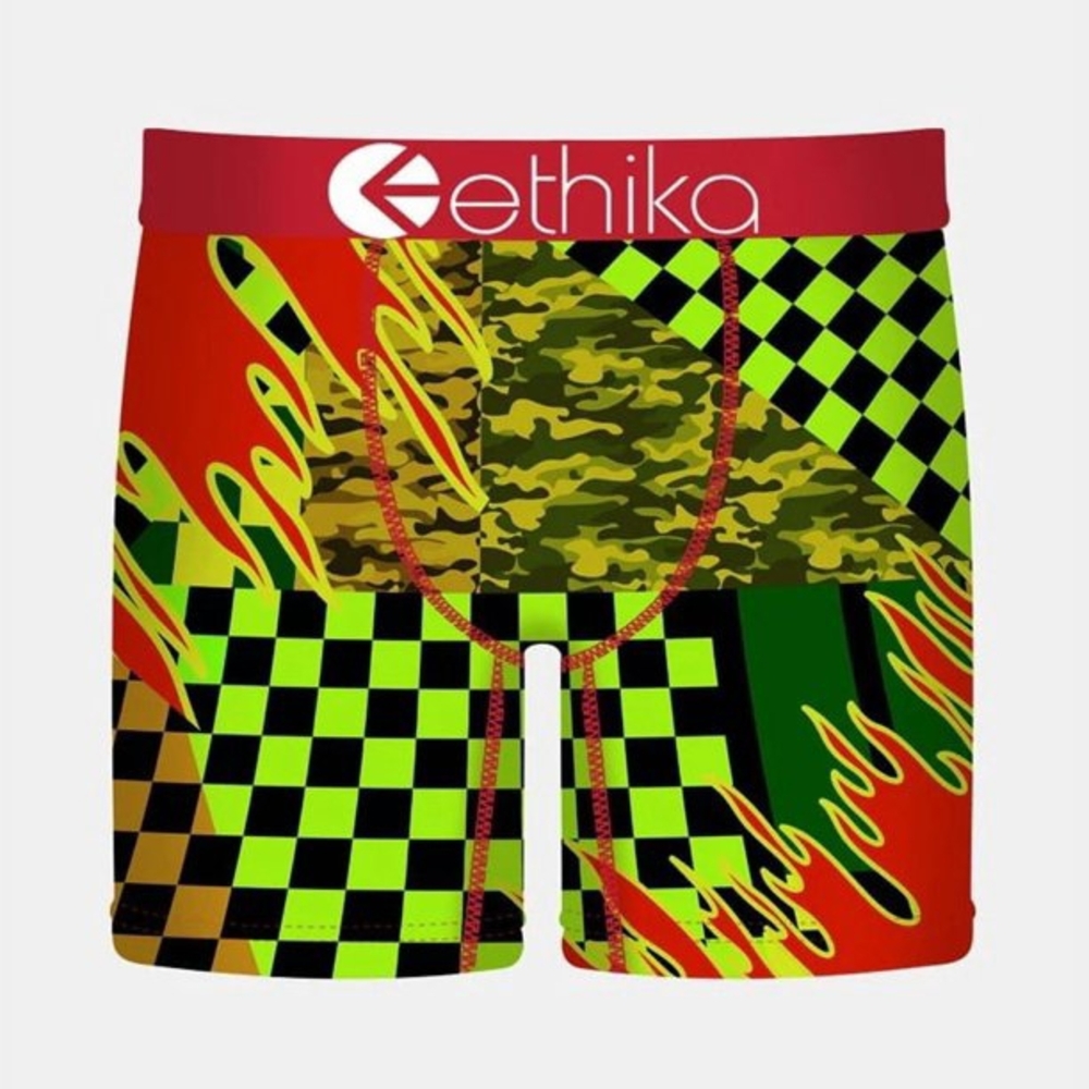 Youth Boys Ethika Red/Green/Yellow Checkered Boxers Briefs Size Med BNWT